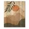 Designart - Abstract Red Moon In Earth Toned Mountains I - Modern Print on Natural Pine Wood